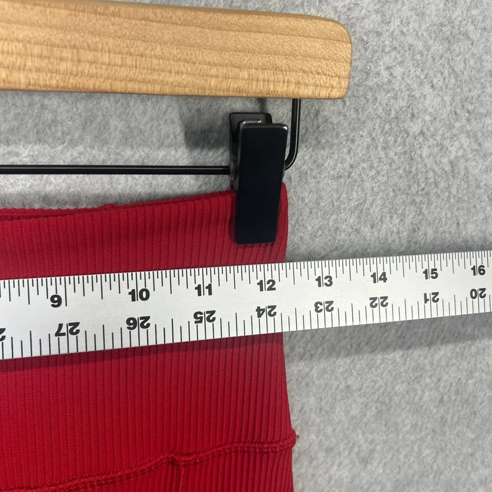 Athleta Salutation Stash Rib Flare Women XS Red Ribbed High Rise Yoga Leggings‎